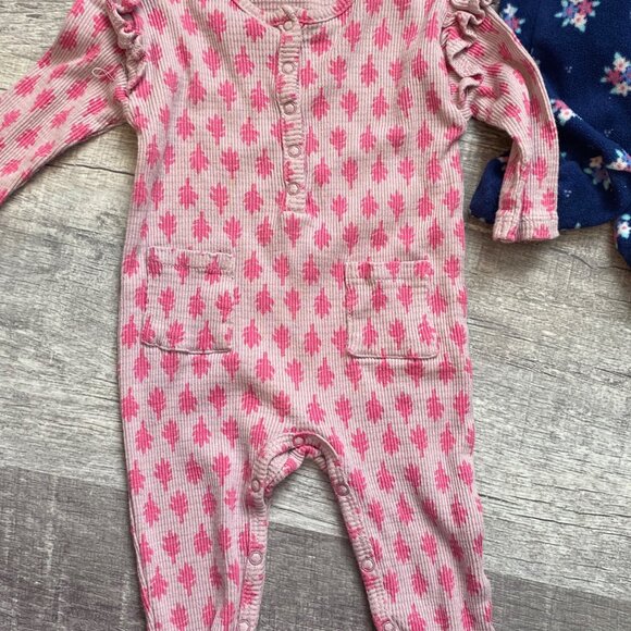 Baby Girls Long Sleeve Romper Set With Floral Patterns & Ruffles 3-6M - Picture 5 of 7